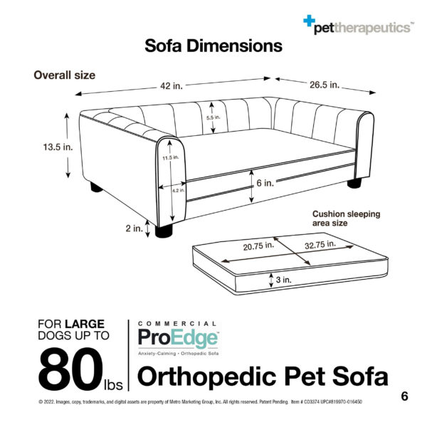 LARGE Orthopedic Pet Sofa for Dogs Up to 80lbs 05