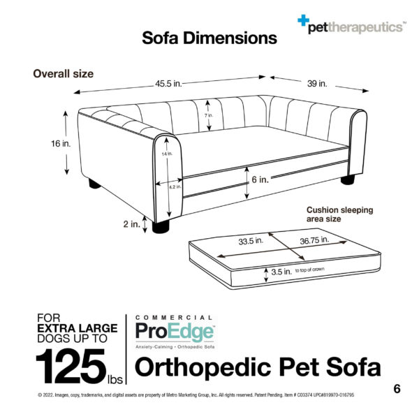 EXTRA LARGE Orthopedic Pet Sofa for Dogs up to 125lbs 05