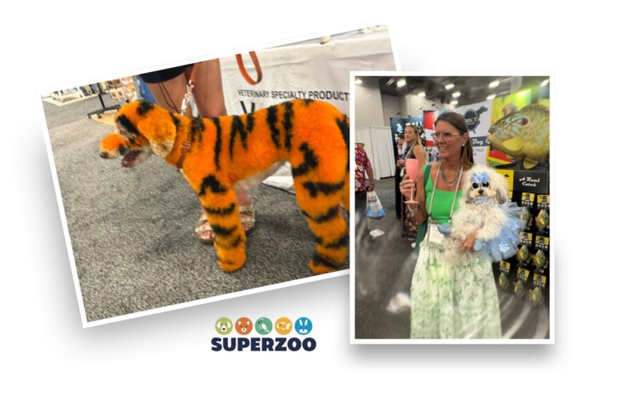 Pet industry professionals and dogs at SuperZoo 2026 in Las Vegas.